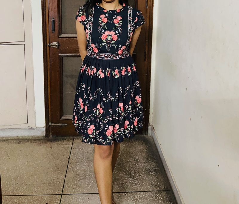 Pleated Vintage Floral Dress