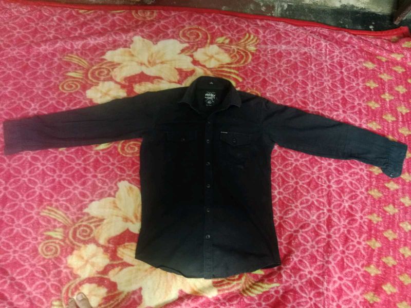 Black Colour M Size Chest Pocket Shirt