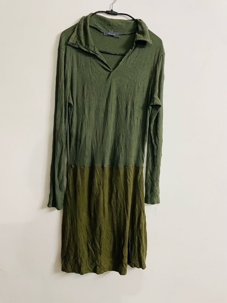 Women Olive Green Tshirt Dress