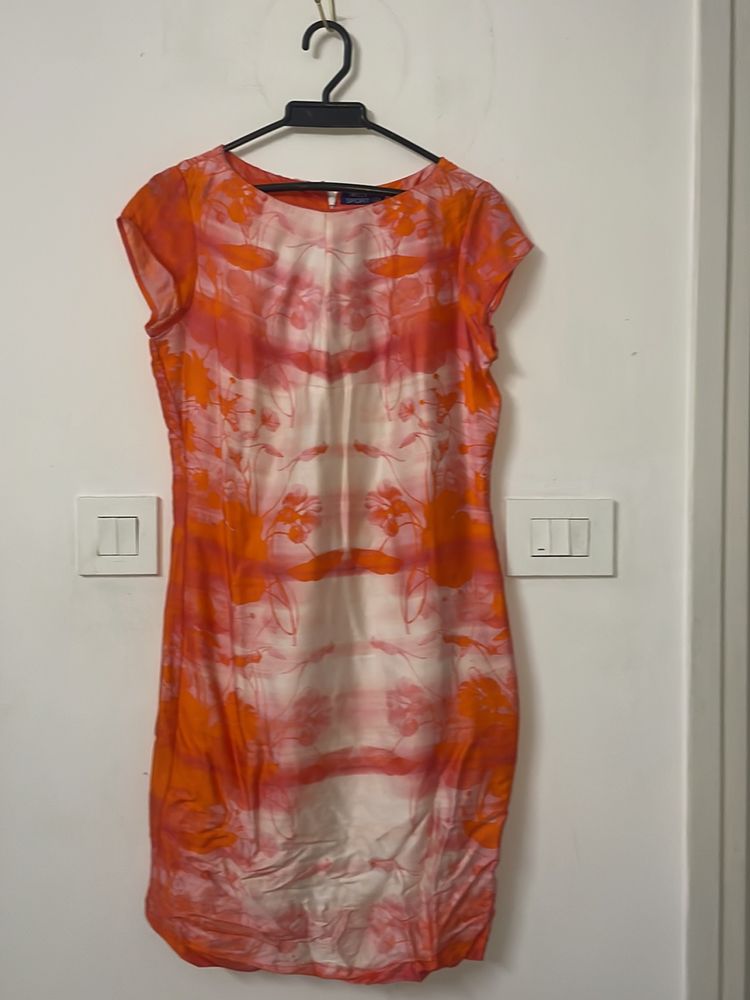 Orange And White Tie Dye A-Line Formal Dress