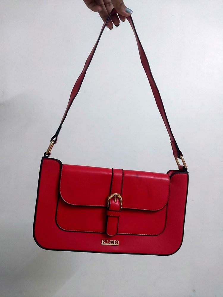 KLEIO Red Faux Leather Handbag