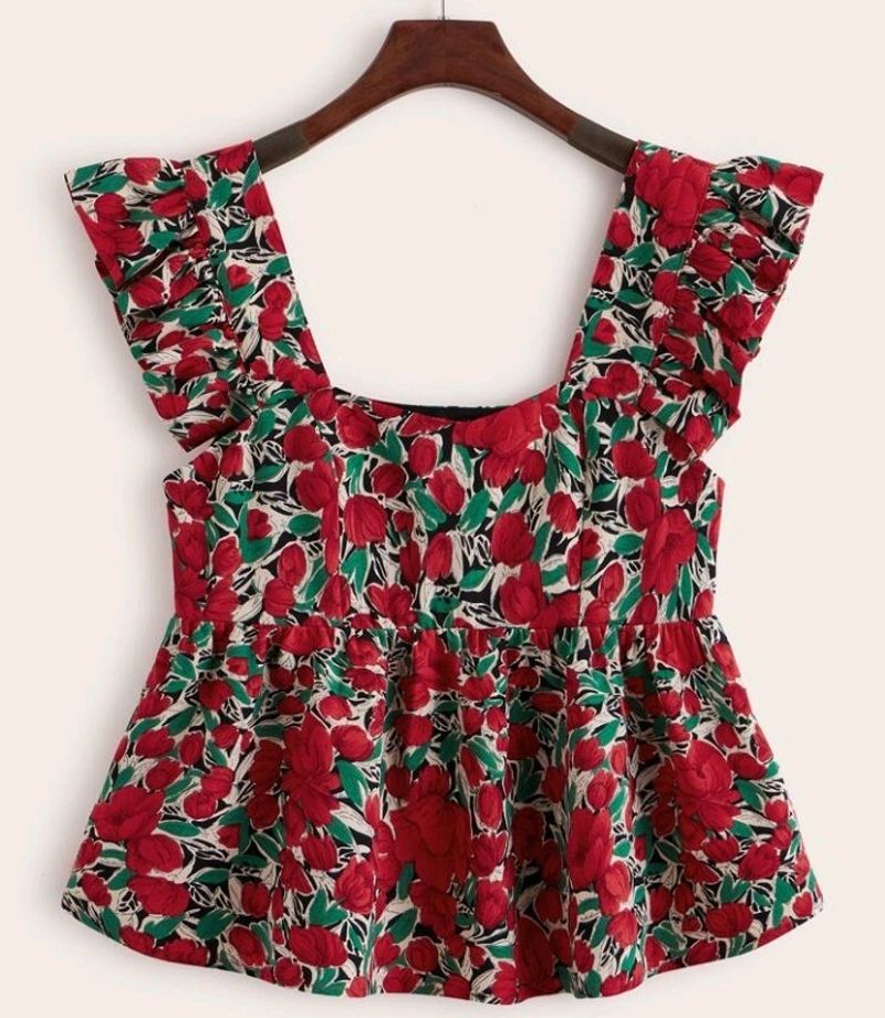 Shein Peplum Babydoll Top Cottagecore Pinteresty