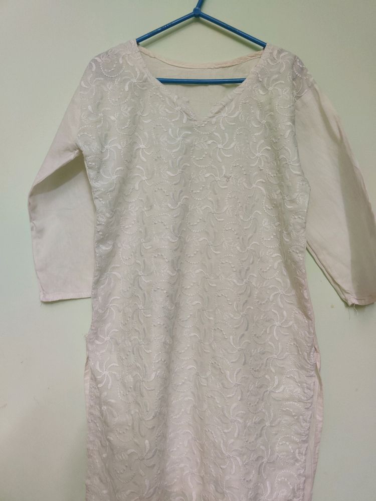 White Embroidery Kurta