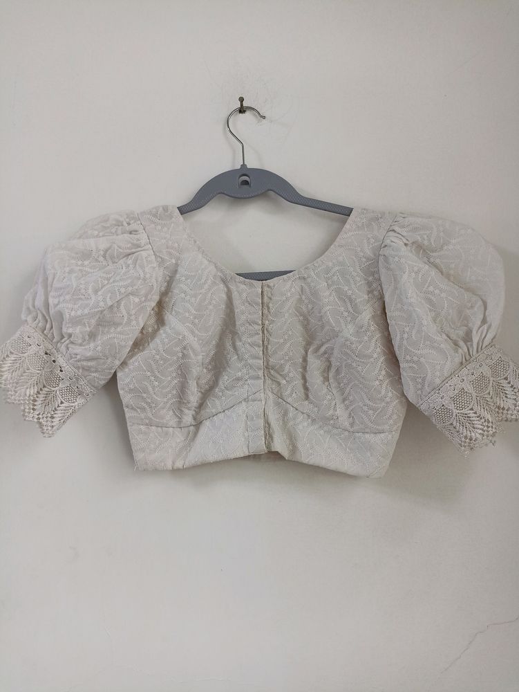 Hakoba White Saree Blouse