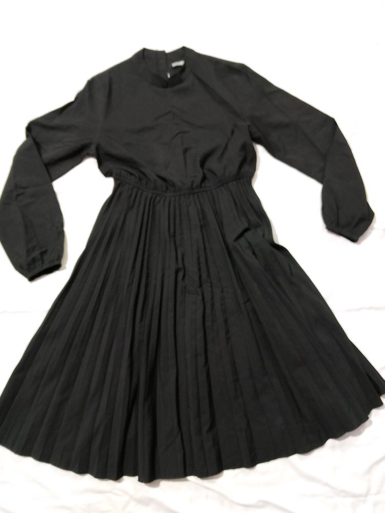 Pleated Black Dress