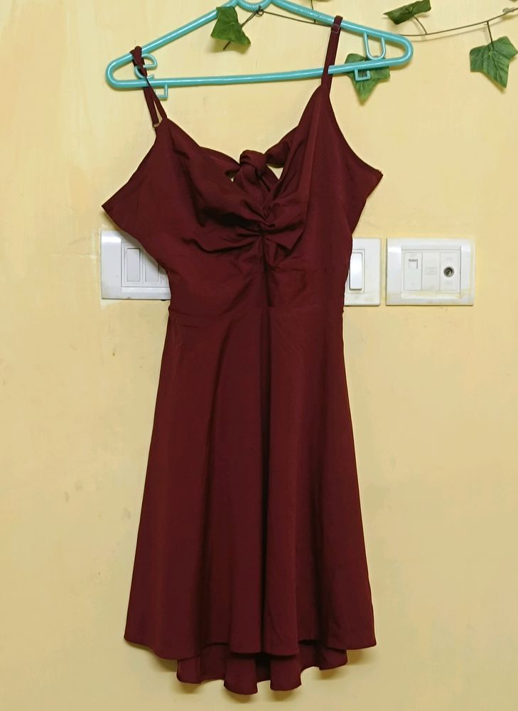 Maroon Fit And Flare Dress