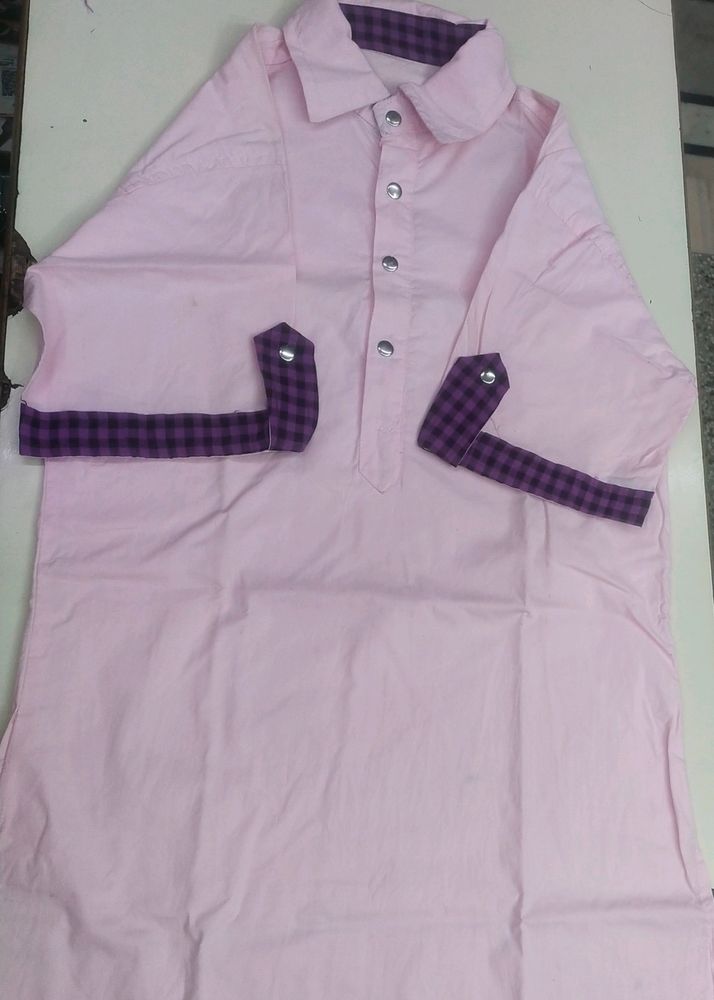 Pink Collor Half Sleeves Kurta