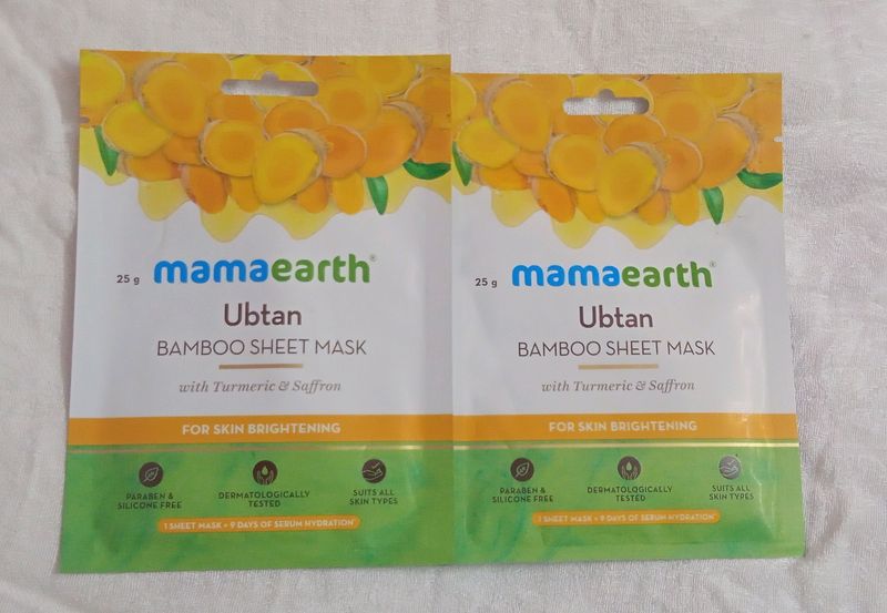 2⃣ MAMAEARTH  UBTAN SHEET  MASK