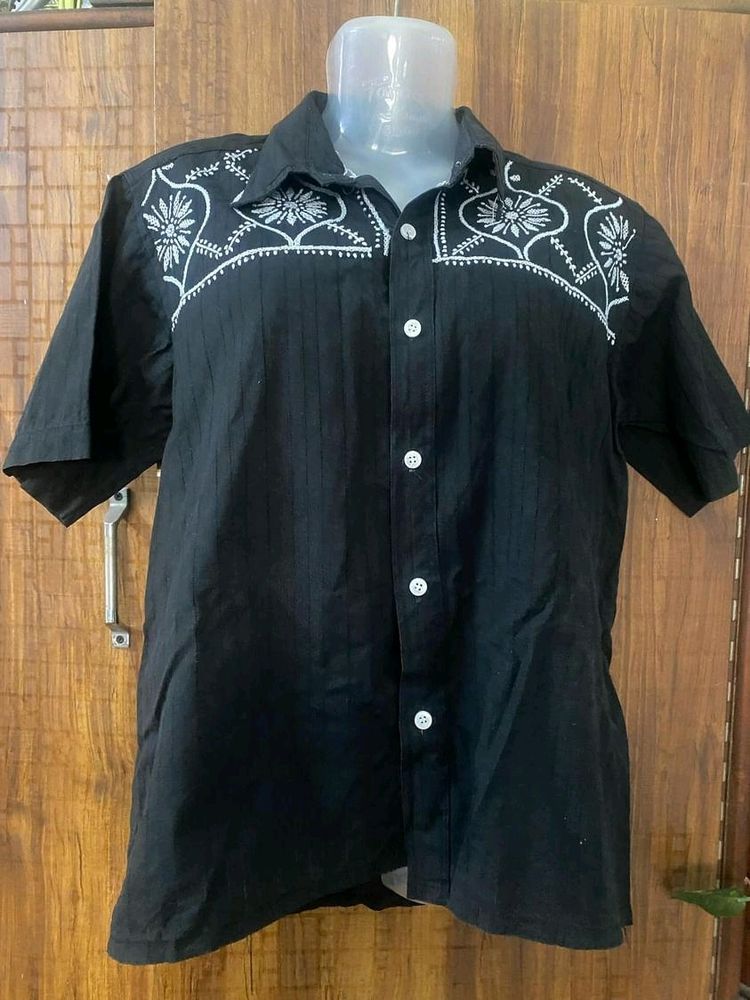 Men  Black Cotton Shirt