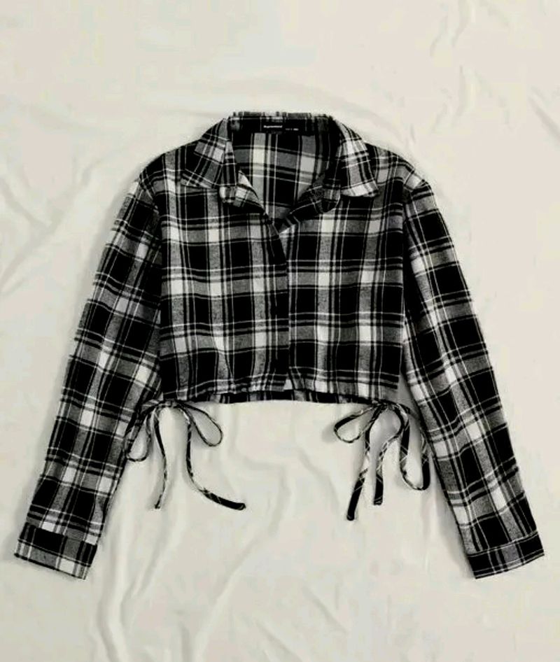 Crop Black Check Shirt