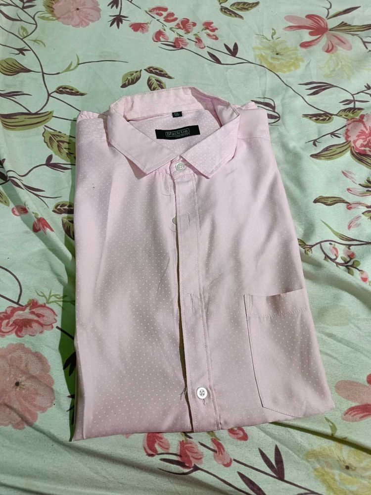 Light Pink White Dot Printed Shirt