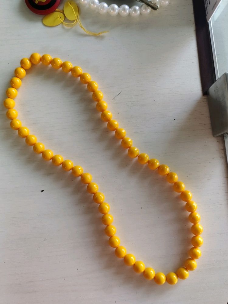 Orange Colour Big Beads Necklace