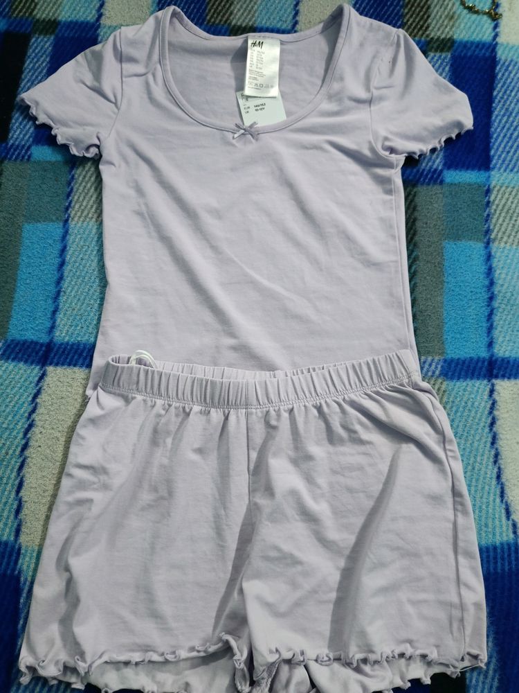 HnM Lavender Pyjama Set Top And Short