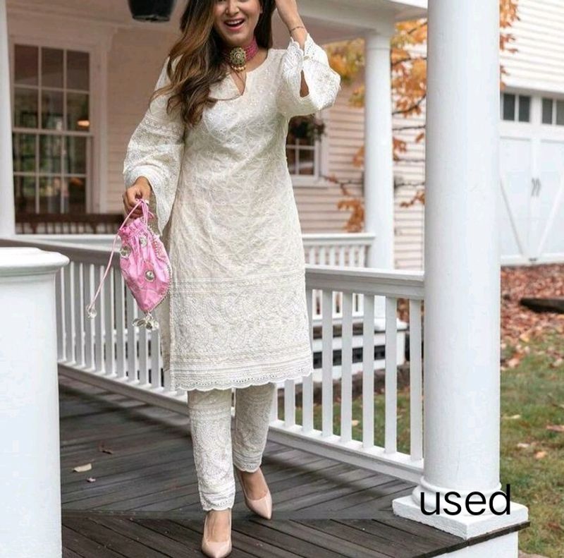 White Kurta With Pant