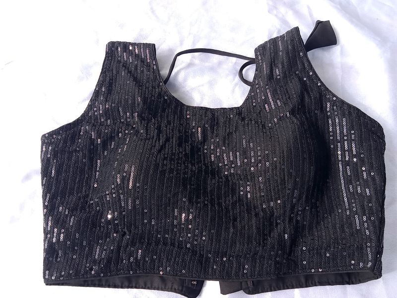 Black Sequin  Padded Blouse