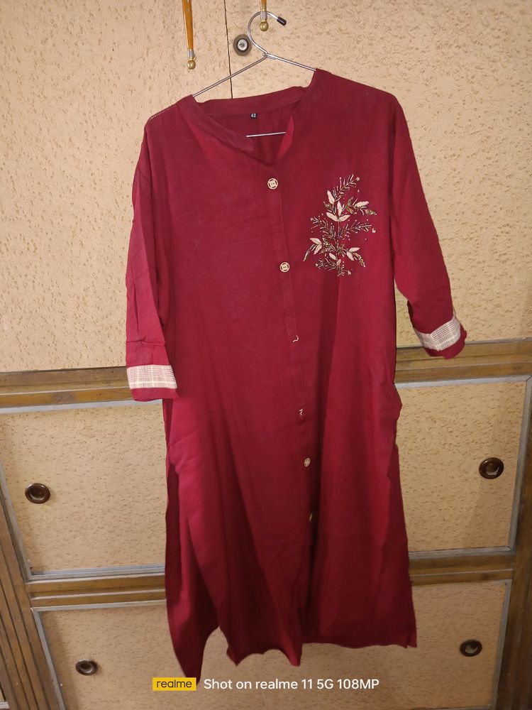 Beautiful Marron Straight Kurta Set