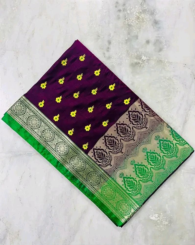 Banarasi Satin Silk Saree With Embroidery Work