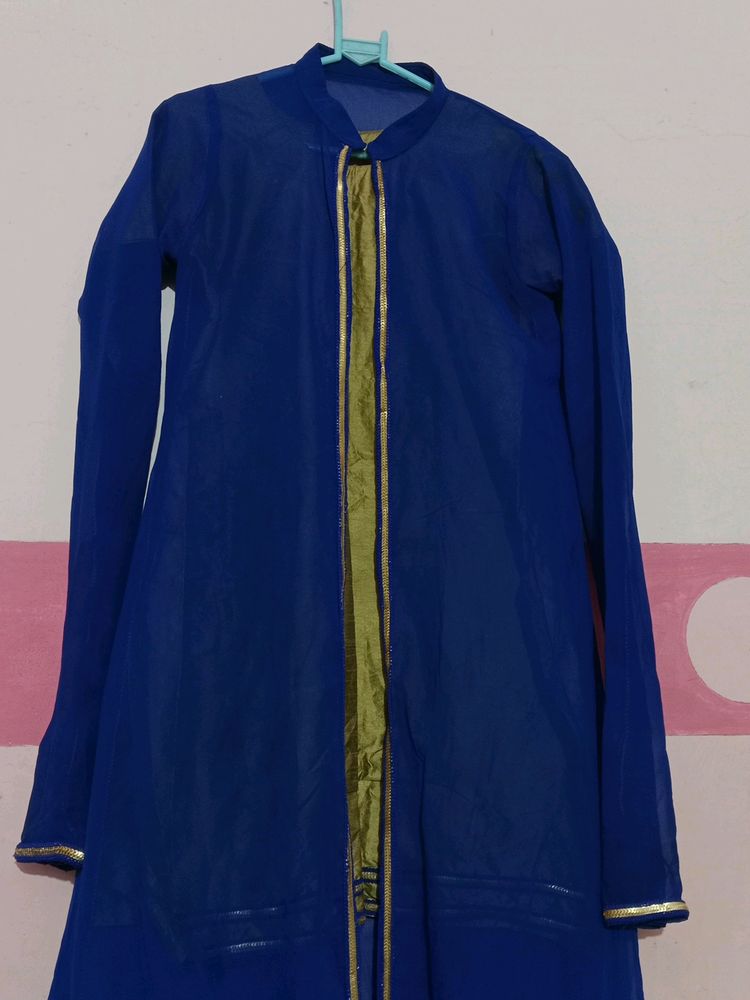 Blue Kurti With Shrug