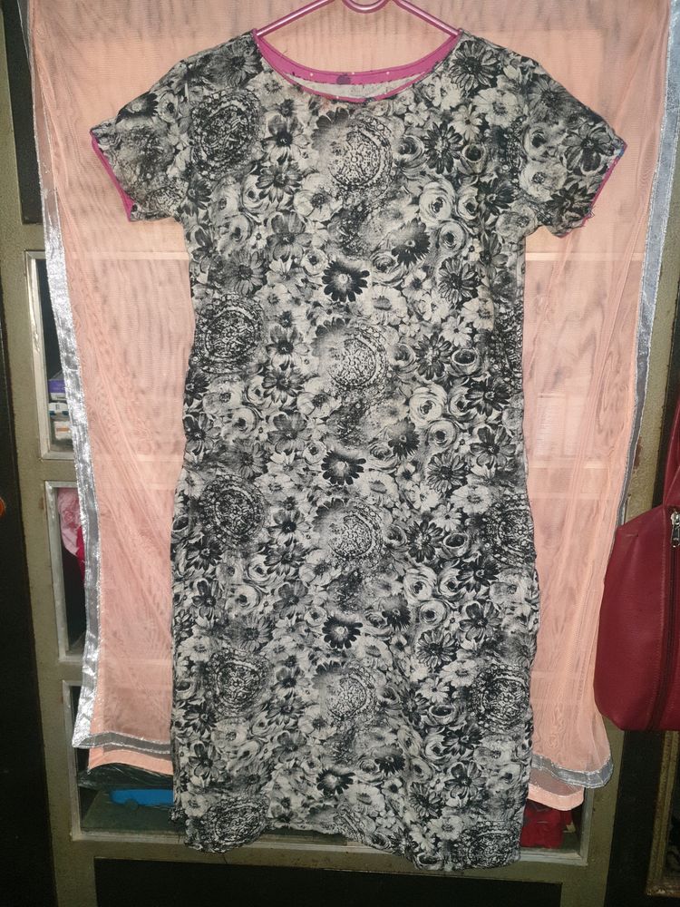 Black Floral Kurta