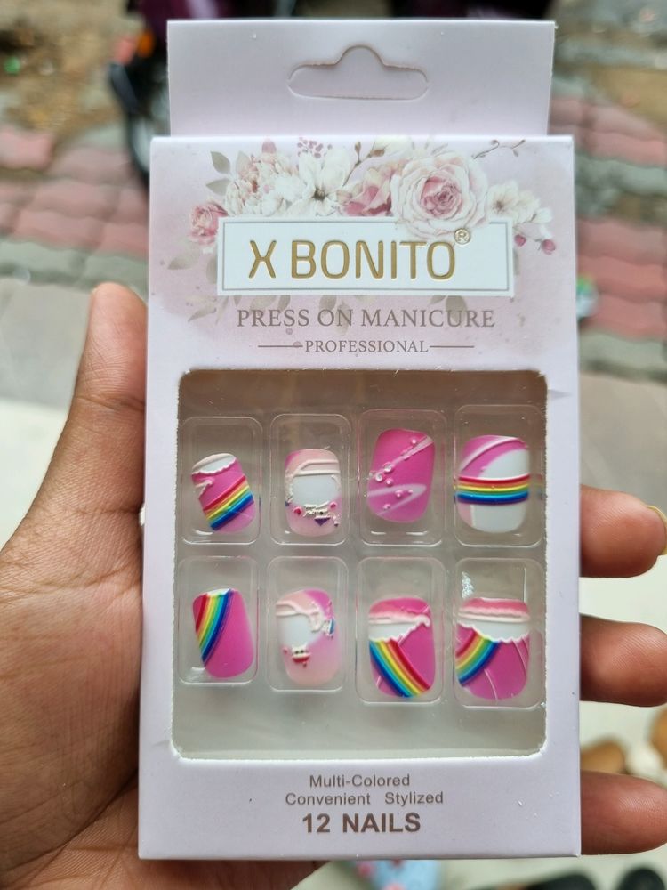 Rainbow Press On Nail