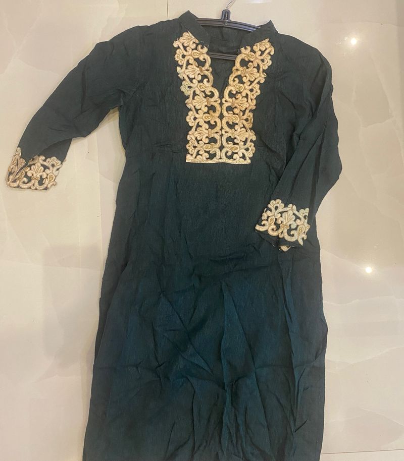 Bottle Green Lace Kurti