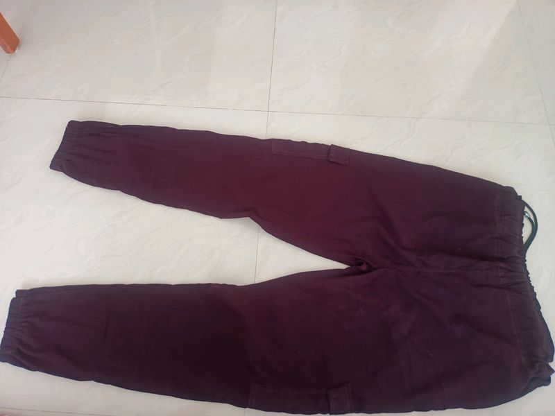 Maroon Cargo Trousers