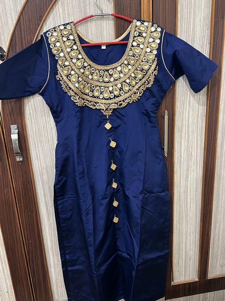 Heavy Embroidered Navy Blue Kurta Set