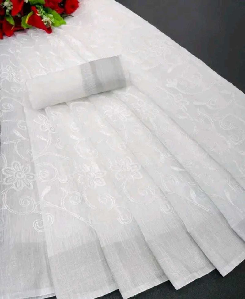 Pure Cotton Embroidery Saree