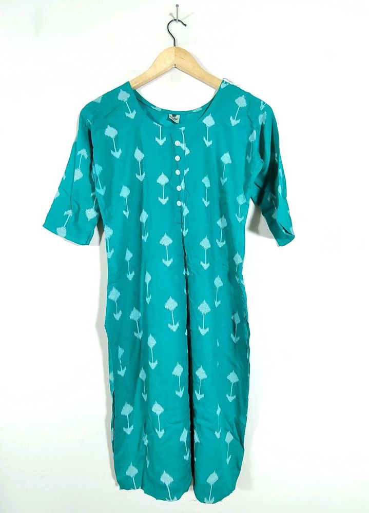 Dark Cyan Printed Kurta (Women's)