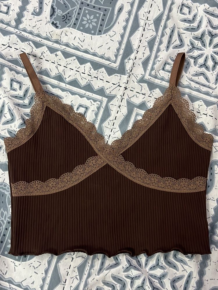 H&M Brown Lace Cami Top