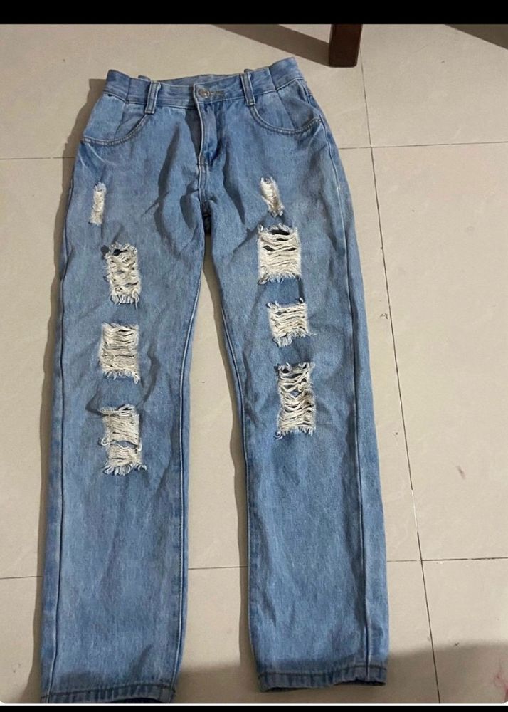 Cuts Blue Denim Jeans