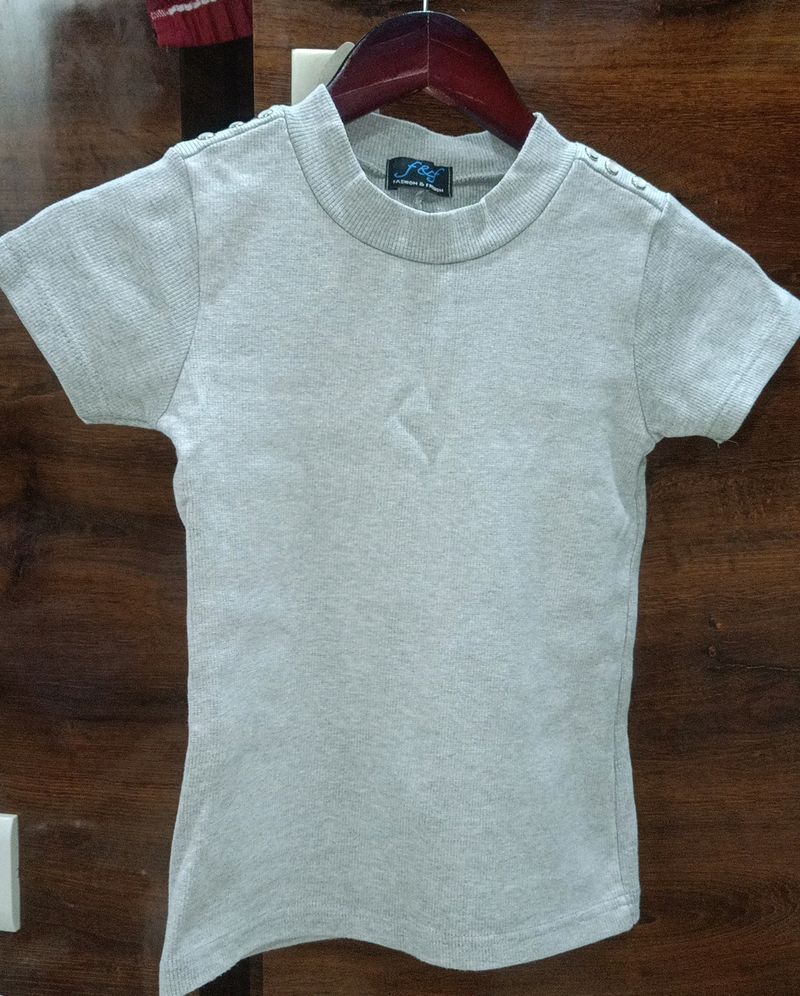 Grey Marl Fitted Top Women