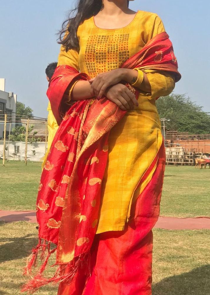 Yellow-Red Pair For Haldi Function