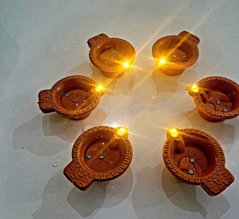 Fancy Water Sensor Diya, 6 Pcs