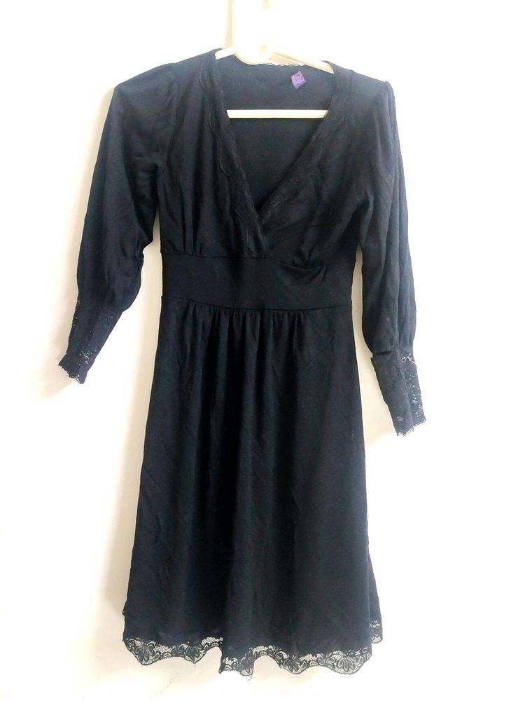 Flared Black Dress For Women