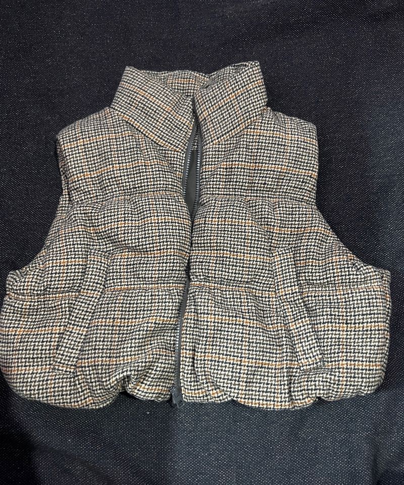 H&M Plaid Cropped Puffer Vest