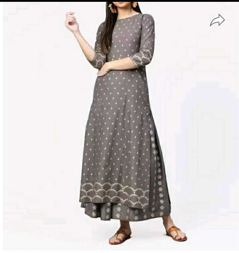 Women Cotton Grey Printed KurtaBust 34