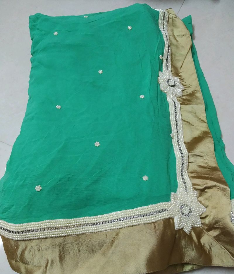 Boutique Style Designer Saree With Pearl Work🤍