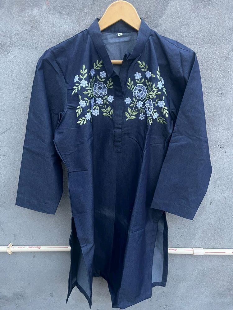 Denim Embroidery Kurta