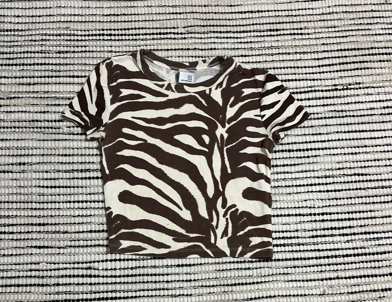 Zebra Stripes Fitted Crop Top For Girls