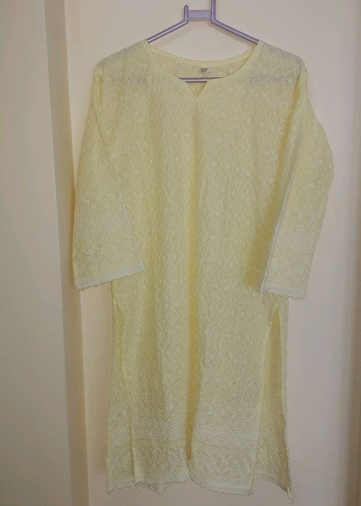 Light Yellow Cotton Kurta