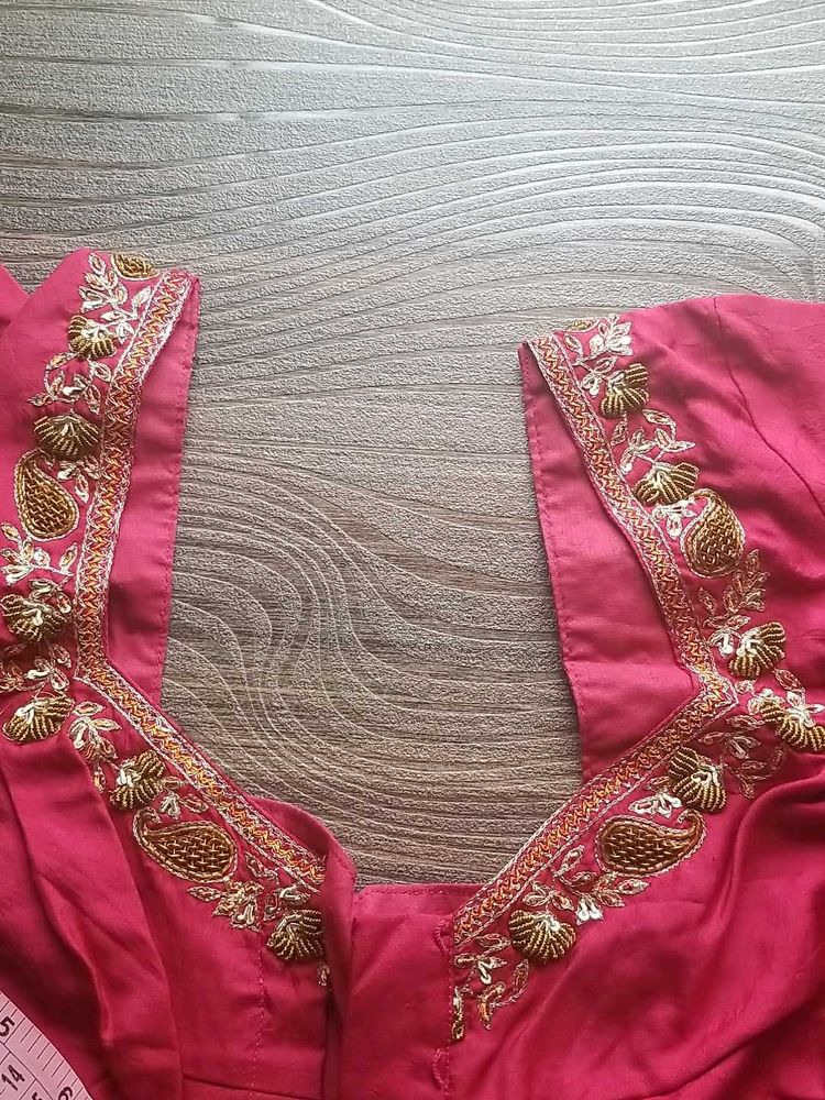 Embroidered Pure Silk Blouse