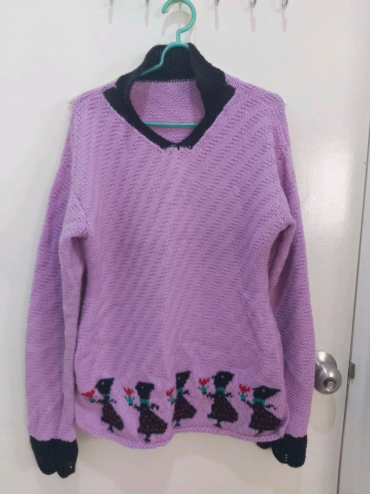 Beautiful Hand Woven Mauve colour Sweater..