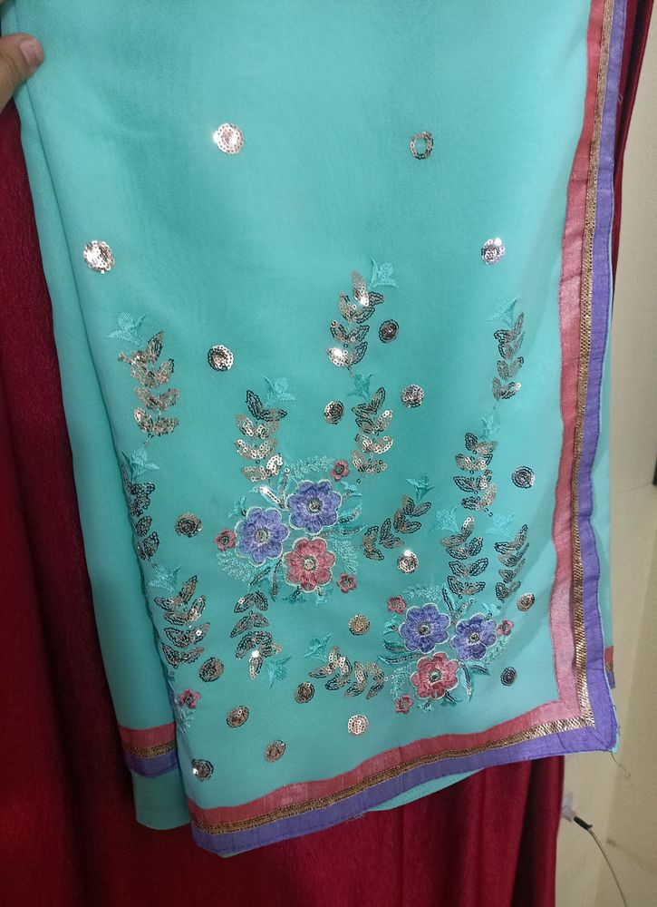 CYAN SEQUENCE SAREE