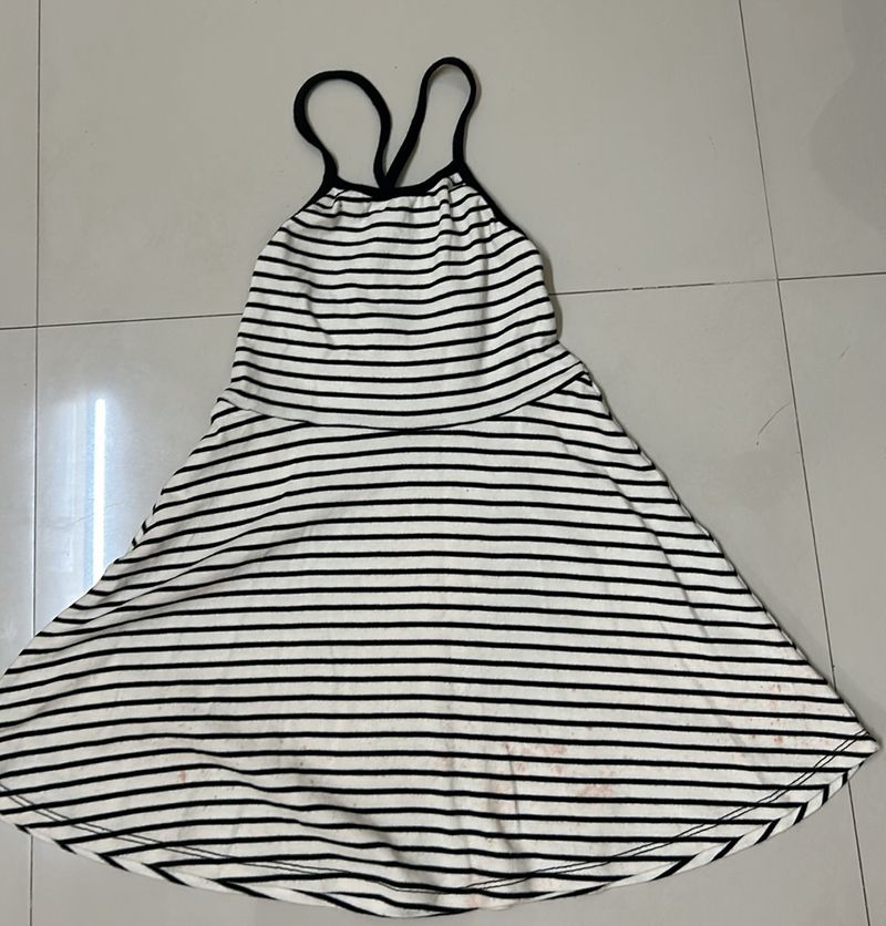 Striped Aline Sleeveless Mini Dress