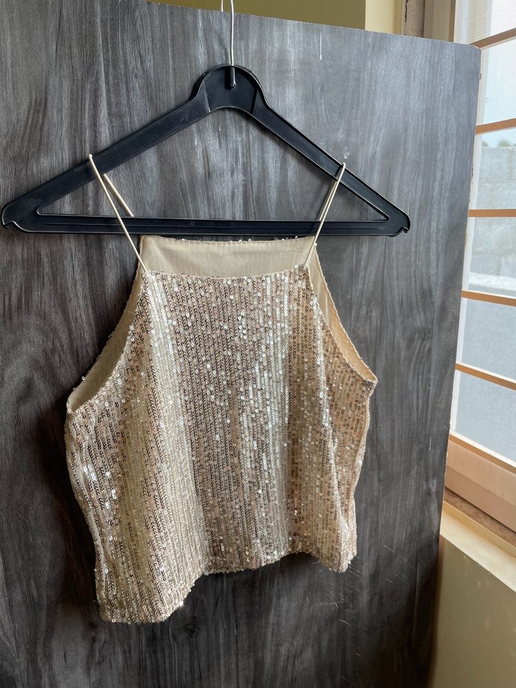 Gold Shinny Spaghetti Strap Top