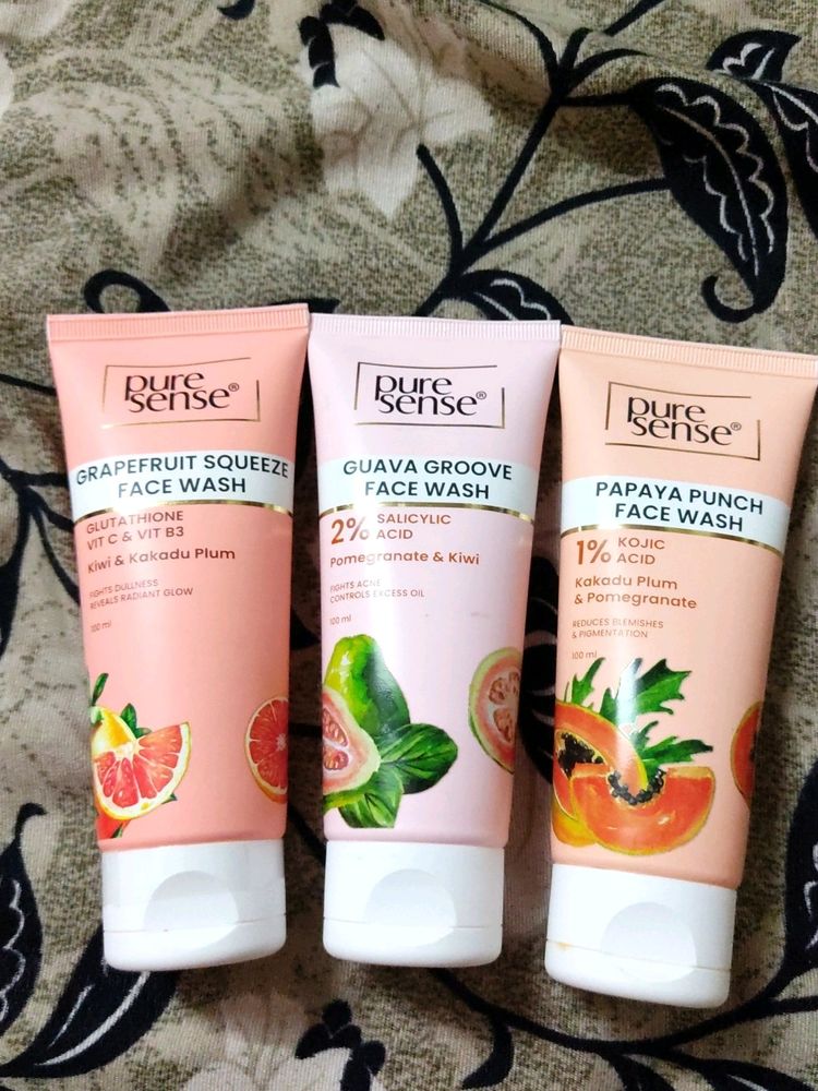 Puresense Face Washes ( Grape , Guava & Papaya )