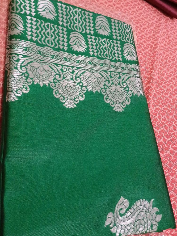 Absolutely New Beautiful Green Saree