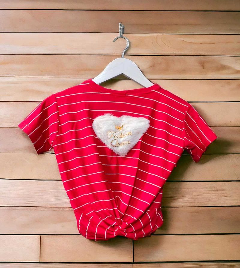 Heart Design Red Crop Top