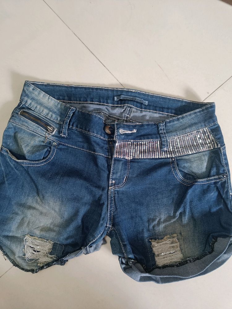 Denim Faded Shorts Size XL .